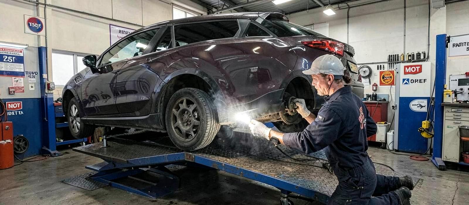 MOT testing bay at Mac's Autos in Worksop